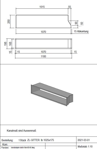 Penka Kanaladapter für Daikin FDXM50 Kanalgerät unisoliert | isoliert