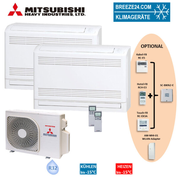 Mitsubishi Heavy Set 2 Truhengeräte 2,5kW 2 x SRF25ZS-W + SCM40ZS-W R32 Klimaanlage