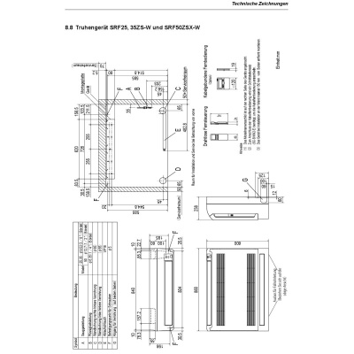 Mitsubishi Heavy Set 2 Truhengeräte 2,5/3,5kW SRF25ZS-W + SRF35ZS-W + SCM45ZS-W R32 Klimaanlage