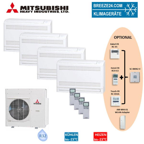 Mitsubishi Heavy Set 4 Truhengeräte 2,5/3,5/5kW 2 x SRF25ZS-W + SRF35ZS-W + SRF50ZSX-W + SCM100ZS-W