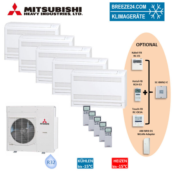 Mitsubishi Heavy Set 5 Truhengeräte 2,5kW 5 x SRF25ZS-W + SCM100ZS-W R32 Klimaanlage