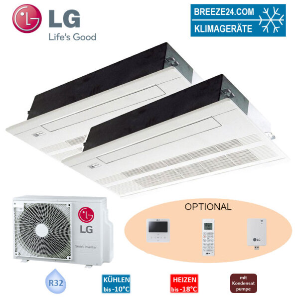 LG Set 2 x 1-Wege-Deckenkassette 2,6/3,5 kW MT09R NU1 + MT11R NU1 mit Blende + MU2R17 ULO R32 Klimaanlage