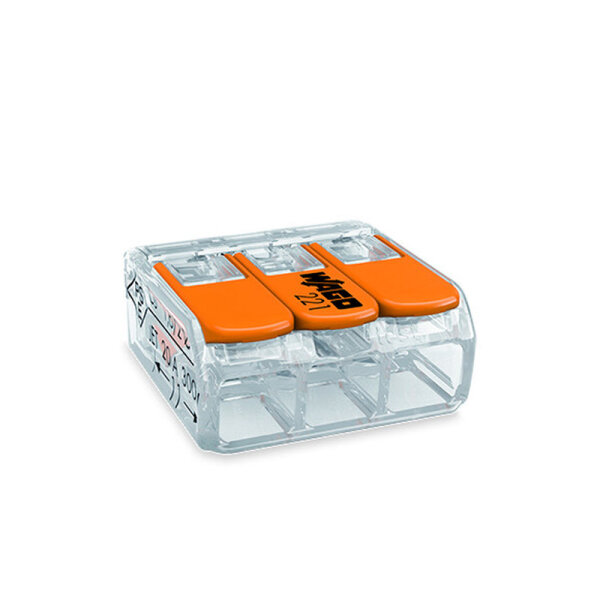 WAGO Verbindungsklemme 3polig Compact mit Hebel transparent