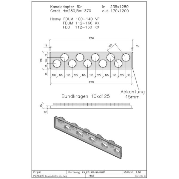 Penka Kanaladapter für Mitsubishi Heavy FDUM und FDU | 10 Ausgänge