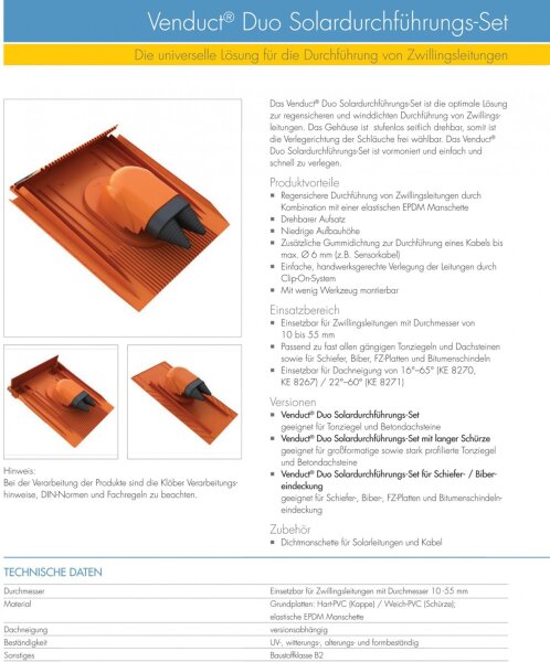Dachdurchführung Klöber Venduct DUO Set Universal