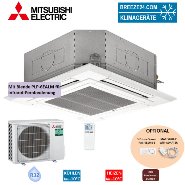 Mitsubishi Electric Set Deckenkassette 3,6 kW PLA-M35EA2 + Blende PLP-6EALM + SUZ-M35VA R32