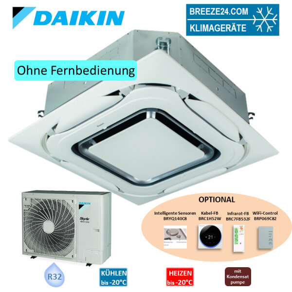 Daikin Set 4-Wege-Deckenkassette 6,8 kW - FCAHG71H-4 + Blende BYCQ140EP design weiss + RZAG71NV1 R32