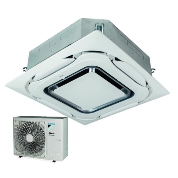Daikin Set 4-Wege-Deckenkassette 9,5 kW - FCAHG100H-4 + Blende BYCQ140EP design weiss + RZAG100NV1 R32