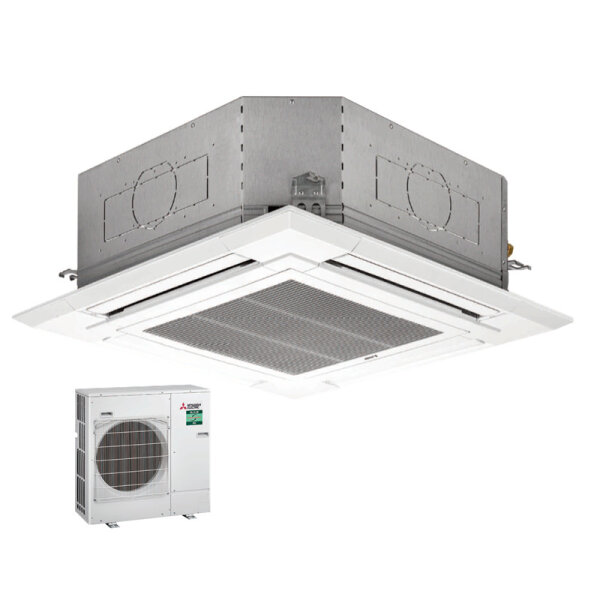 Mitsubishi Electric Set Deckenkassette 12,1 kW PLA-M125EA2 + Blende PLP-6EA + PUZ-M125YKA R32 400V