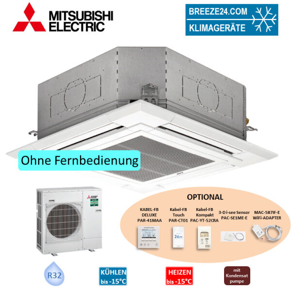 Mitsubishi Electric Set Deckenkassette 13,4 kW PLA-M140EA2 + Blende PLP-6EA + PUZ-M140VKA R32
