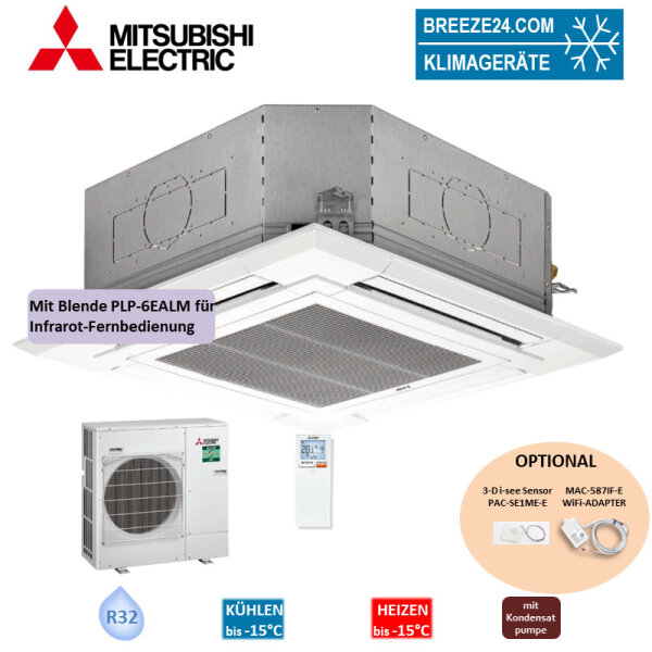 Mitsubishi Electric Set Deckenkassette 12,1 kW PLA-M125EA2 + Blende PLP-6EALM + PUZ-M125VKA R32