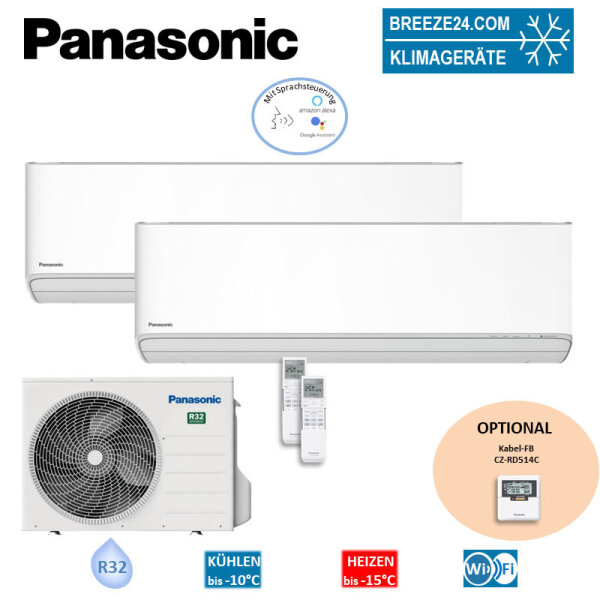 Panasonic Set 2 Wandgeräte 2,5 kW - 2 x CS-Z25XKEW + CU-2Z41TBE R32 Klimaanlage