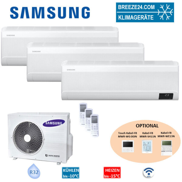 Samsung Set 3 Wandgeräte WindFree Exklusiv 2,0 kW - AR 07 TXEAAWKN + AJ 052 TXJ3KG R32 Klimaanlage