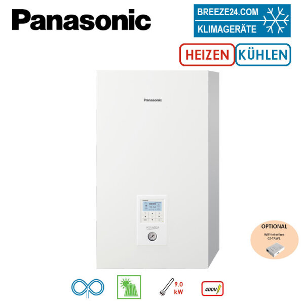 Panasonic Aquarea T-CAP Generation H WH-SQC12H9E8 Hydromodul Heizen + Kühlen Heizstab 9,0 kW 400V