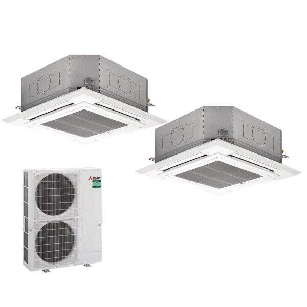 Mitsubishi Electric Set 2 x PLA-M100EA + Blende PLP-6EA + PUZ-ZM200YKA2 R32 400V (Simultan)