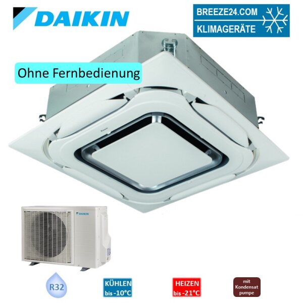 Daikin Set 4-Wege-Deckenkassette 3,5kW -  FCAG35B-4 + Blende BYCQ140EP Design weiss + RXM35A9