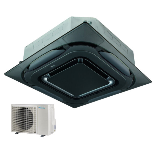 Daikin Set 4-Wege-Deckenkassette 3,5kW - FCAG35B-5 + Blende BYCQ140EPB Design schwarz + RXM35A9