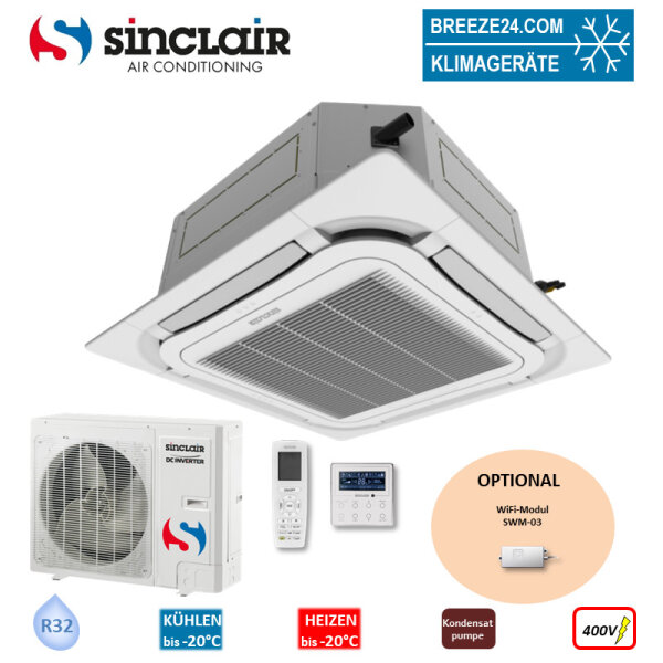 Sinclair Set 4-Wege-Deckenkassette ASC-36BI2 + Blende + ASGE-36BI2-3 10,0 kW 400V R32