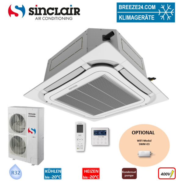 Sinclair Set 4-Wege-Deckenkassette ASC-60BI2 + Blende + ASGE-60BI2-3 16,0 kW 400V R32