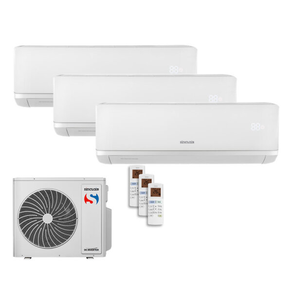 Sinclair Set 3 Wandgeräte RAY 2,7/6,2 kW 2 x SIH-09BIR + SIH-24BIR + MV-E36BI2 R32 Klimaanlage
