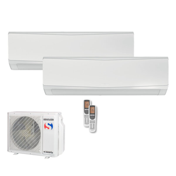 Sinclair Set 2 Wandgeräte KEYON 2,7/4,6 KW SIH-09BIK + SIH-18BIK + MV-E21BI2 WiFi R32 Klimaanlage