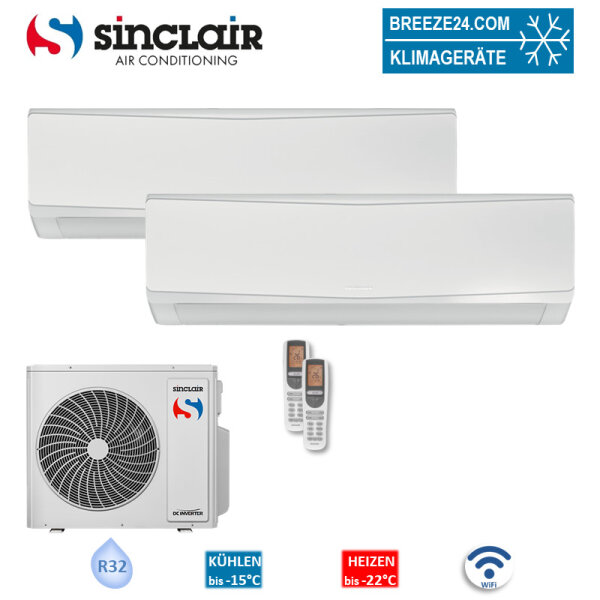 Sinclair Set 2 Wandgeräte KEYON 2,7/6,2 KW SIH-09BIK + SIH-24BIK + MV-E36BI R32 Klimaanlage