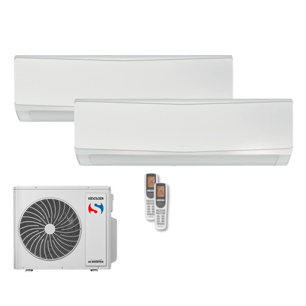Sinclair Set 2 Wandgeräte KEYON 2,7/6,2 KW SIH-09BIK + SIH-24BIK + MV-E36BI2 WiFi R32 Klimaanlage