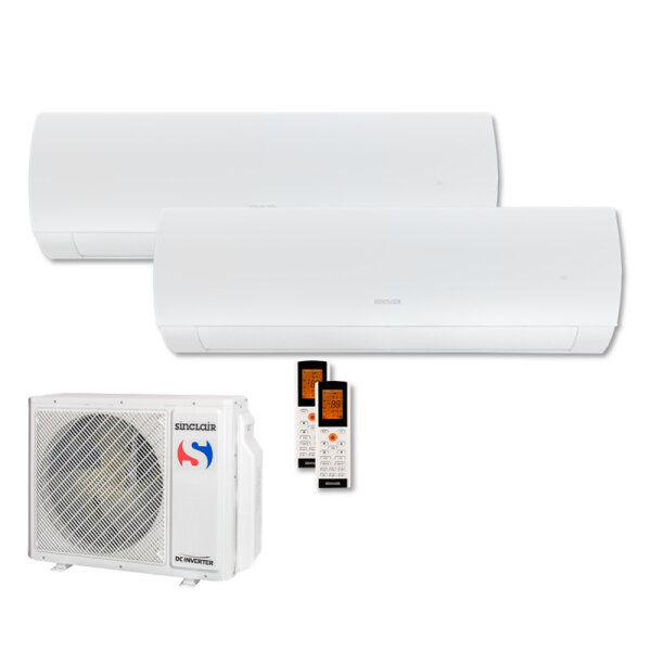 Sinclair Set 2 Wandgeräte TERREL 2,7/3,5 KW SIH-09BITW + SIH-13BITW + MV-E18BI2 WiFi R32 Klimaanlage