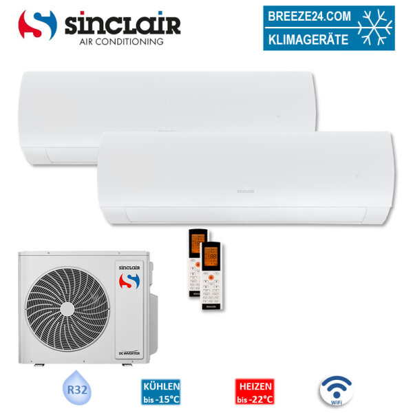Sinclair Set 2 Wandgeräte TERREL 2,7/7,0 KW SIH-09BITW + SIH-24BITW + MV-E36BI R32 Klimaanlage