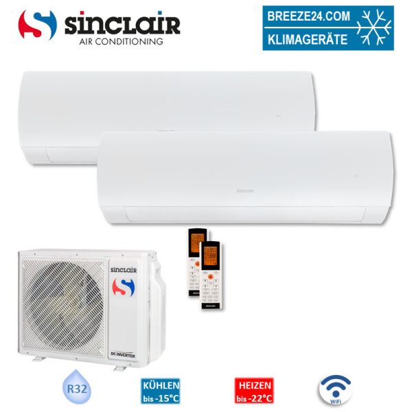 Sinclair Set 2 Wandgeräte TERREL 3,5 KW 2 x SIH-13BITW + MV-E21BI R32 Klimaanlage
