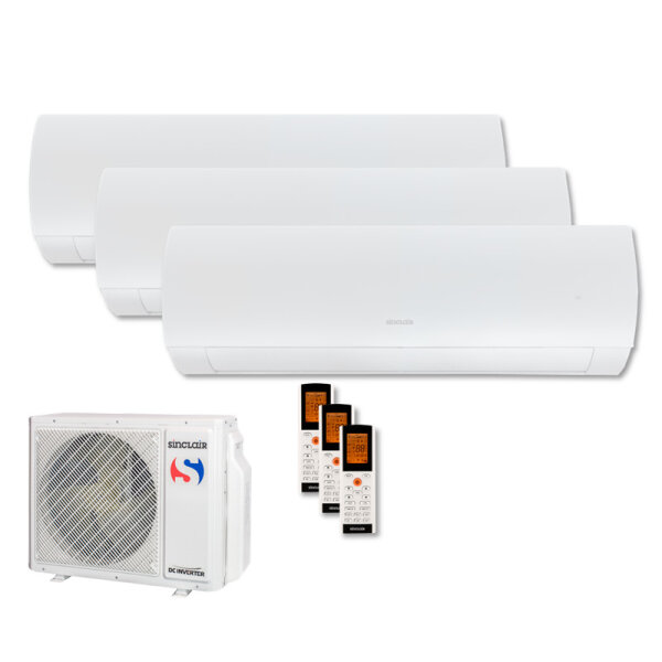 Sinclair Set 3 Wandgeräte TERREL 2,7/3,5 kW 2 x SIH-09BITW + SIH-13BITW + MV-E24BI2 WiFi | R32
