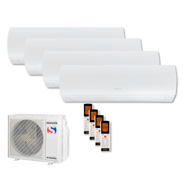 Sinclair Set 4 Wandgeräte TERREL 2,7/3,5 kW 3 x SIH-09BITW + SIH-13BITW + MV-E28BI2 R32 | WiFi