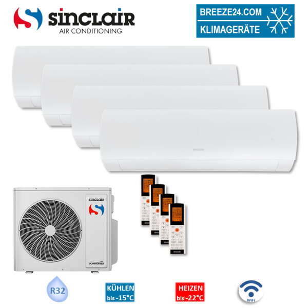 Sinclair Set 4 Wandgeräte TERREL 2,7/3,5/5,2 kW SIH-09BITW + 2 x SIH-13BITW + SIH-18BIT2W + MV-E36BI2