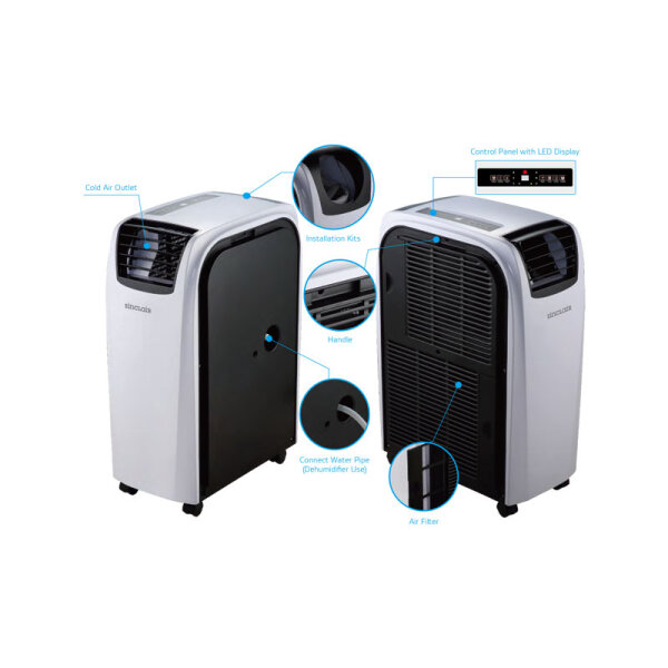 Sinclair AMC-11P Mobile Klimaanlage Kühlen + Heizen 3,0 kW für 1 Raum mit 35 - 40 m² | R290