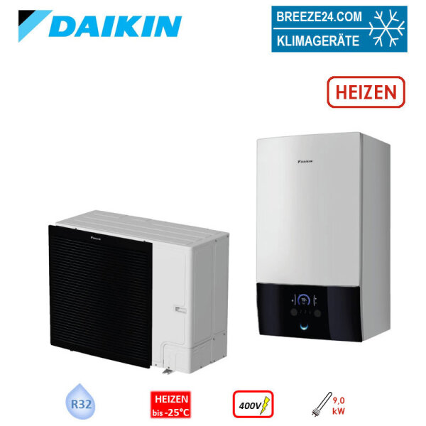 Daikin Altherma 3 R W Set ERLA14DW1 - 14 kW + EBBH16D9W Wärmepumpe + Hydromodul mit Heizstab 9 kW