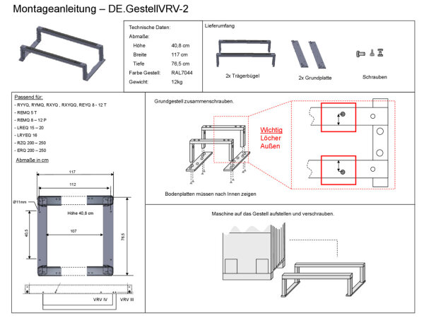 Daikin Gestell VRV-2 Grundgestell für VRV-Außengerät
