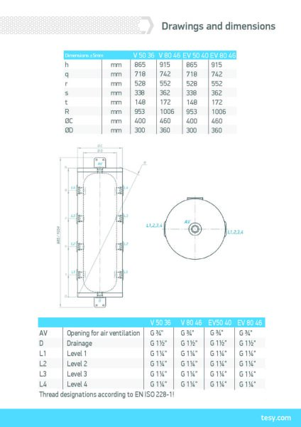 TESY V 80 46 Pufferspeicher ProfiLine 80 L ohne Wärmetauscher