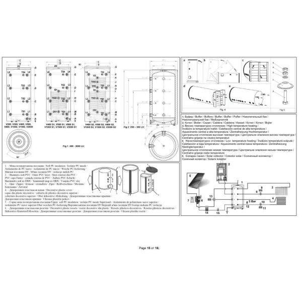 TESY EV15/7S2 500 75 Pufferspeicher emailliert für Solar-/Boileranlagen 500 L mit 2 Wärmetauscher