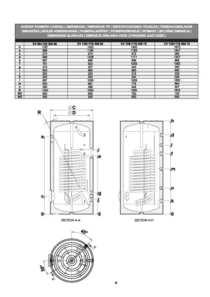 TESY EV 9S+13S 200 60 Pufferspeicher emailliert für Solar-/Boileranlagen 200 L mit 2 Wärmetauscher