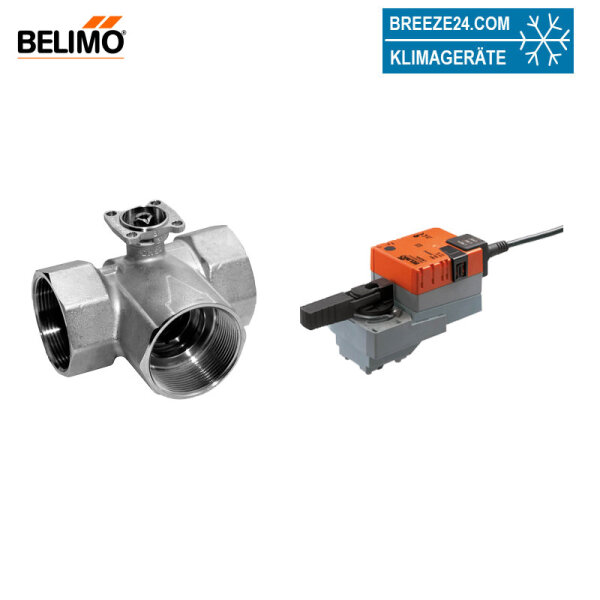 Belimo Umschaltkugelhahn Innegewinde 1" mit elektrischem Antrieb R3025BL2 + LR230A für Wärmepumpen