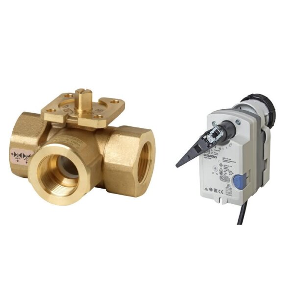 Siemens Umschaltkugelhahn 1 1/4" mit elektrischem Antrieb VBI60.32-25T + GSD341.9A für Wärmepumpen