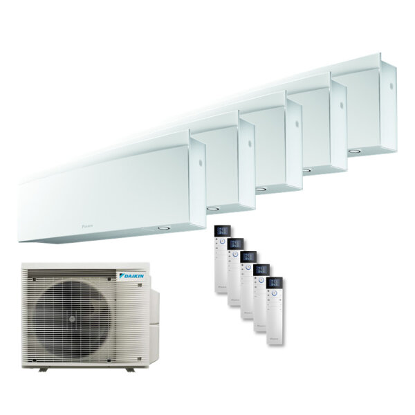 Daikin Set 5 x FTXJ25AW9 + 5MXM90A2V1B(9/8) Wandgeräte Emura WiFi Mattweiß 2,5 kW R32 Klimaanlage