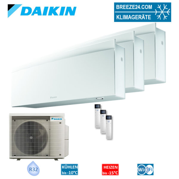 Daikin Set 3 Wandgeräte Emura WiFi 3,5/4,8 kW - FTXJ35AW + 2 x FTXJ50AW9 + 4MXM80A8 R32 Klimaanlage