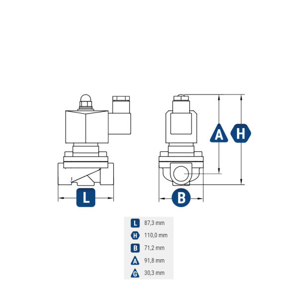 FSA M-1-230-C Magnetventil Messing 1" 230V AC 0-10 bar Viton stromlos geschlossen