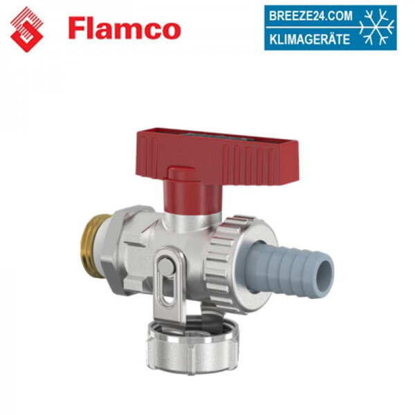 Flamco KFE-Kugelhahn 1/2" - Matt-Vernickelt mit Schlauchverschraubung | F10638