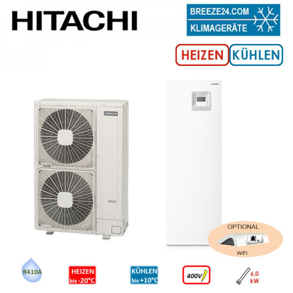 Hitachi Yutaki S Combi 16 kW RAS-6WHNPE + RWD-6.0NW1E-220S Wärmepumpe+Hydromodul/Speicher 220L 400V