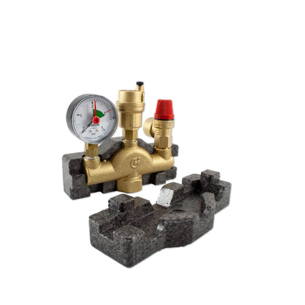 Caleffi KG25100 Kesselgruppe 1" MS  bis 100 kW mit Armaturen und Isolierung.