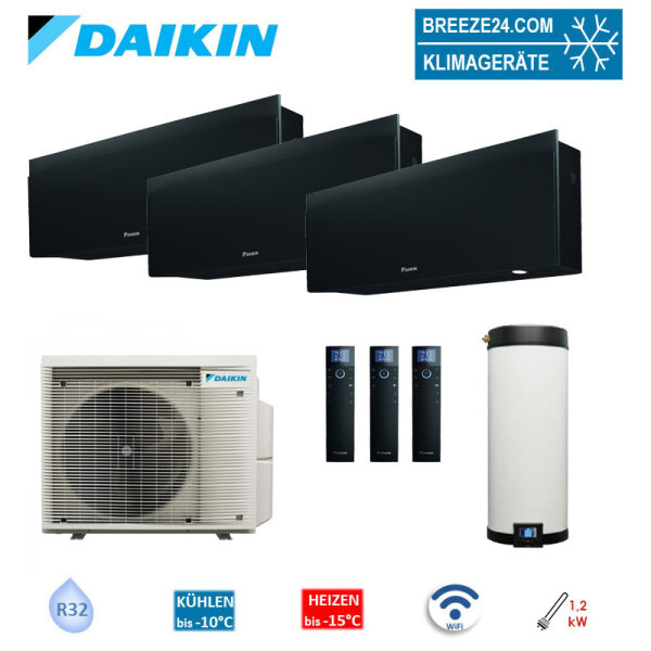 Daikin 4MWXM52A9 Multi+ Set 3 x Emura Wandgeräte WiFi FTXJ20AB  + Warmwassertank 90L EKHWET90BV3