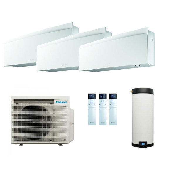 Daikin 4MWXM52A9 Multi+ Set 3 x  Emura Wandgeräte WiFi FTXJ20AW  + Warmwassertank 90L EKHWET90BV3