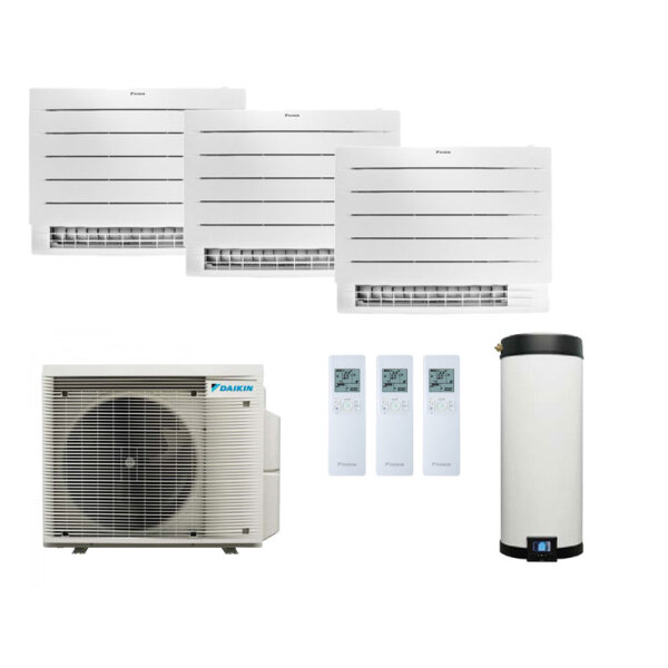 Daikin 4MWXM52A9 Multi+ Set 3 x Perfera WiFi Truhengeräte FVXM25A9 + Wassertank 120L  EKHWET120BV3